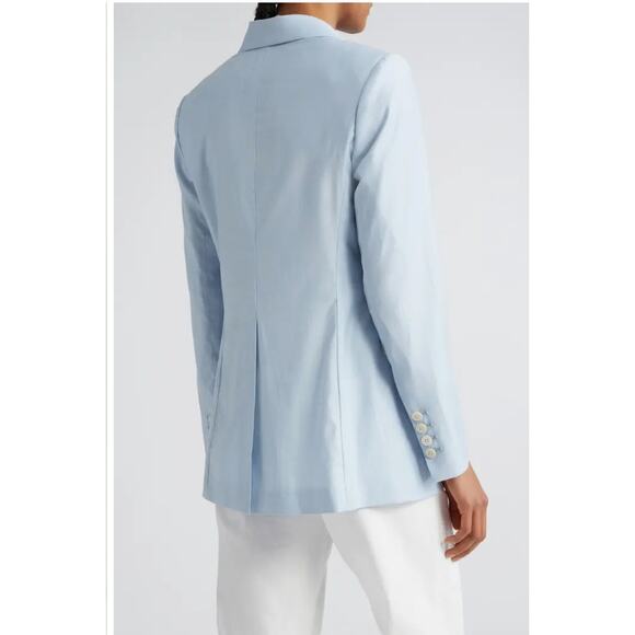 Eleventy Baby Blue Virginia Wool Blend Double Breasted Blazer - Picture 4 of 12